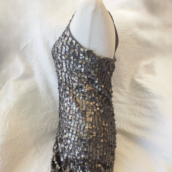 Olive Sequin Dress Glamorous Cocktail Dress Size Small Party Dress - Picture 9 of 14